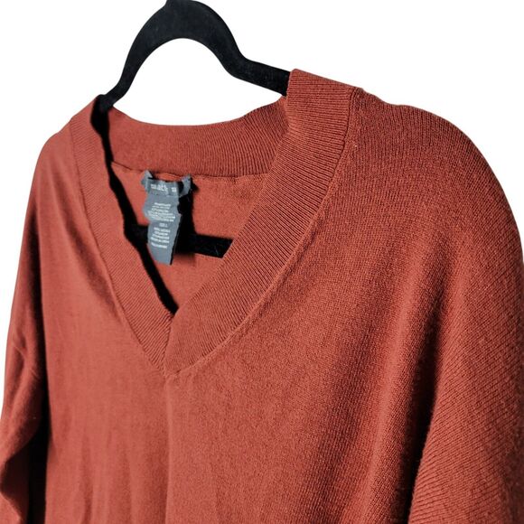 Matty M Womens Sz L Rust Solid Long Sleeve V-Neck Sweater - Picture 3 of 10